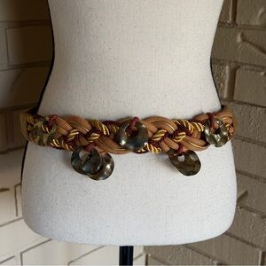 Vintage The Leather Shop Rope & Metal Statement Belt Boho Artsy Size L 80s
